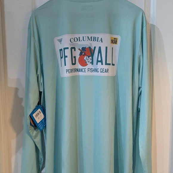 New Columbia UPF 50 Turquoise Terminal Tackle PFG License Shirt - Picture 5 of 6